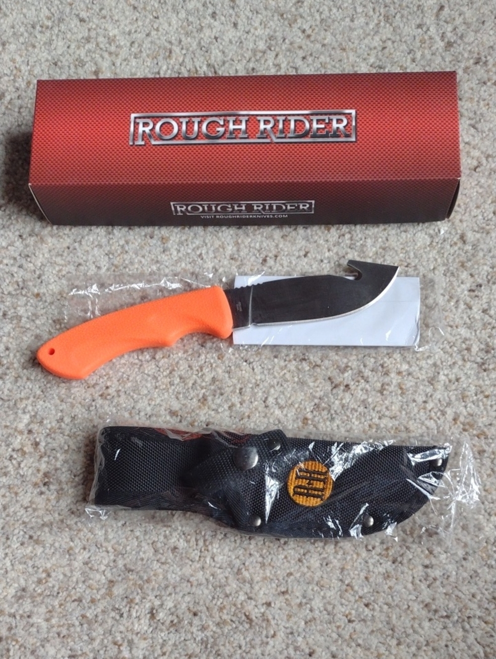 Men's Orange Fixed Blade Knife with Sheath